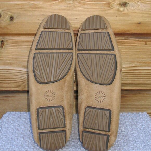 UGG Bel air Nubuck Leather Moc Toe Loafers In Chestnut Leather - Picture 12 of 13